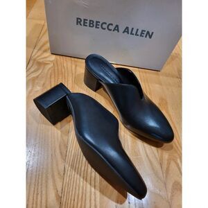 Rebecca Allen Block Mule Sandals Women’s Size 6 Black Leather 2" Heel